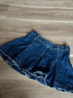 We The Free Dark Blue Denim Mini Skirt with Ruffle Hem